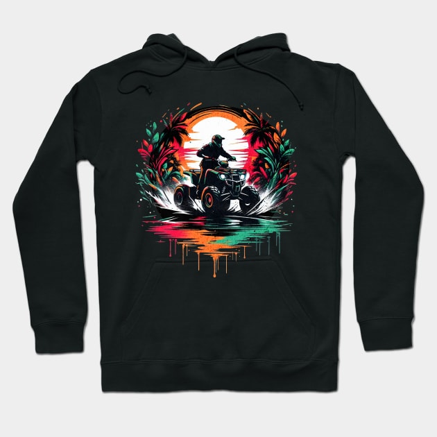 Tropical Quad Driver Graffiti Design Hoodie by Miami Neon Designs